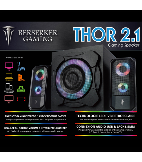 Haut Parleur sans Fil Bluetooth RGB Gaming, Enceinte PC Basses